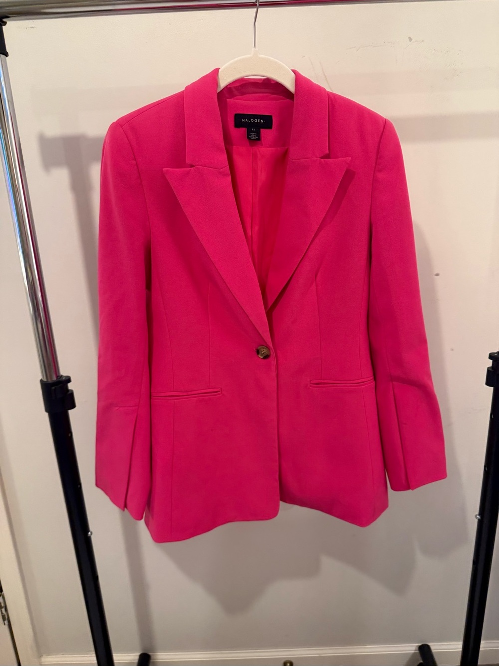 Halogen Hot Pink Single-Button Tailored Blazer